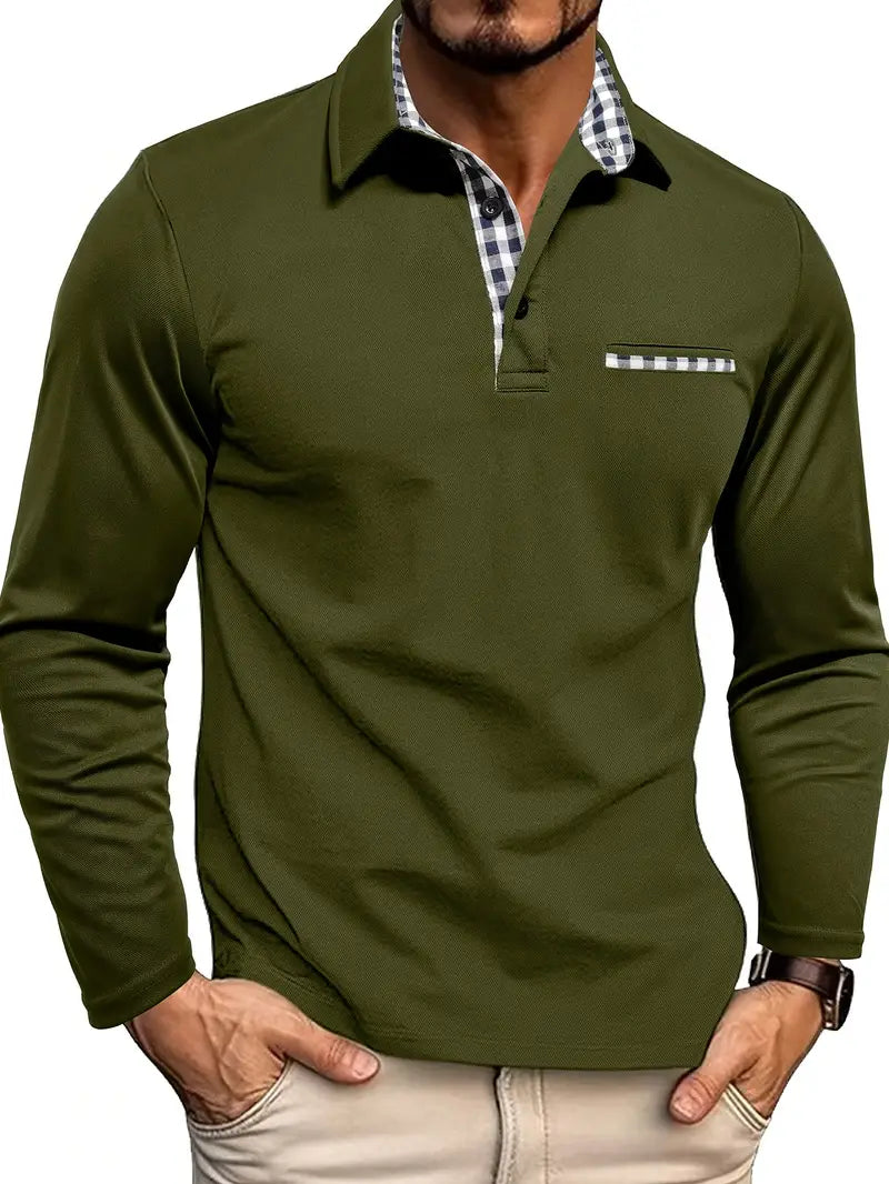 FEDERICO™ | Polo a maniche lunghe con rifinitura Check-Trim