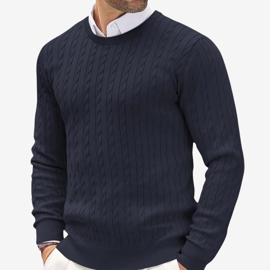 FEDERICO™ | Maglione uomo a trecce girocollo – polsini a coste