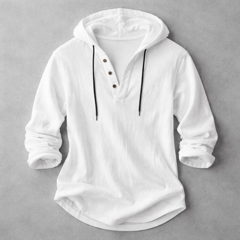 FEDERICO™ | Felpa con cappuccio in lino stile Henley