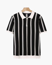 FEDERICO™ | POLO A RIGHE IN MAGLIA CON ZIP A MEZZA