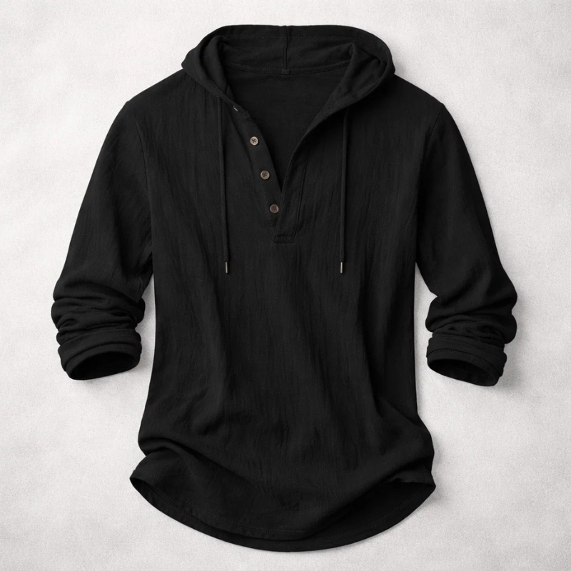 FEDERICO™ | Felpa con cappuccio in lino stile Henley