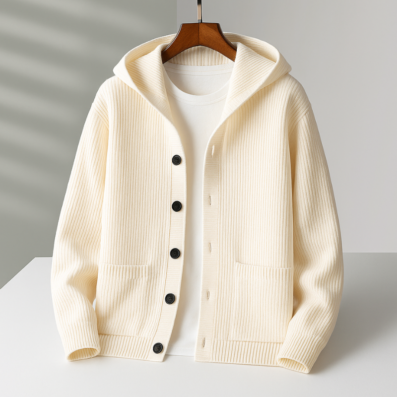 FEDERICO™ | Cardigan con cappuccio in lana mista