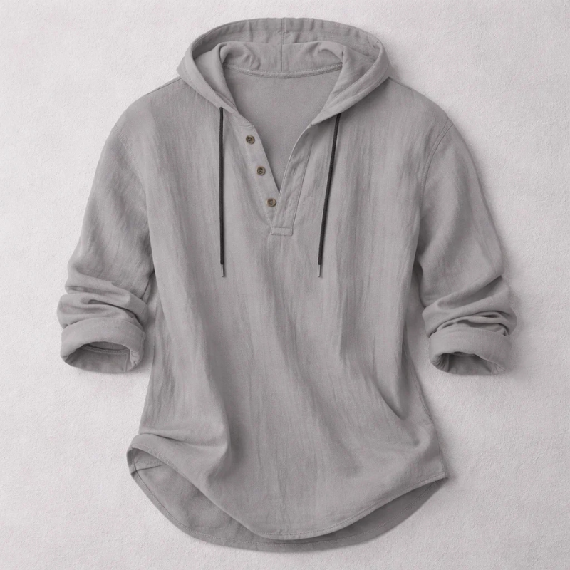 FEDERICO™ | Felpa con cappuccio in lino stile Henley