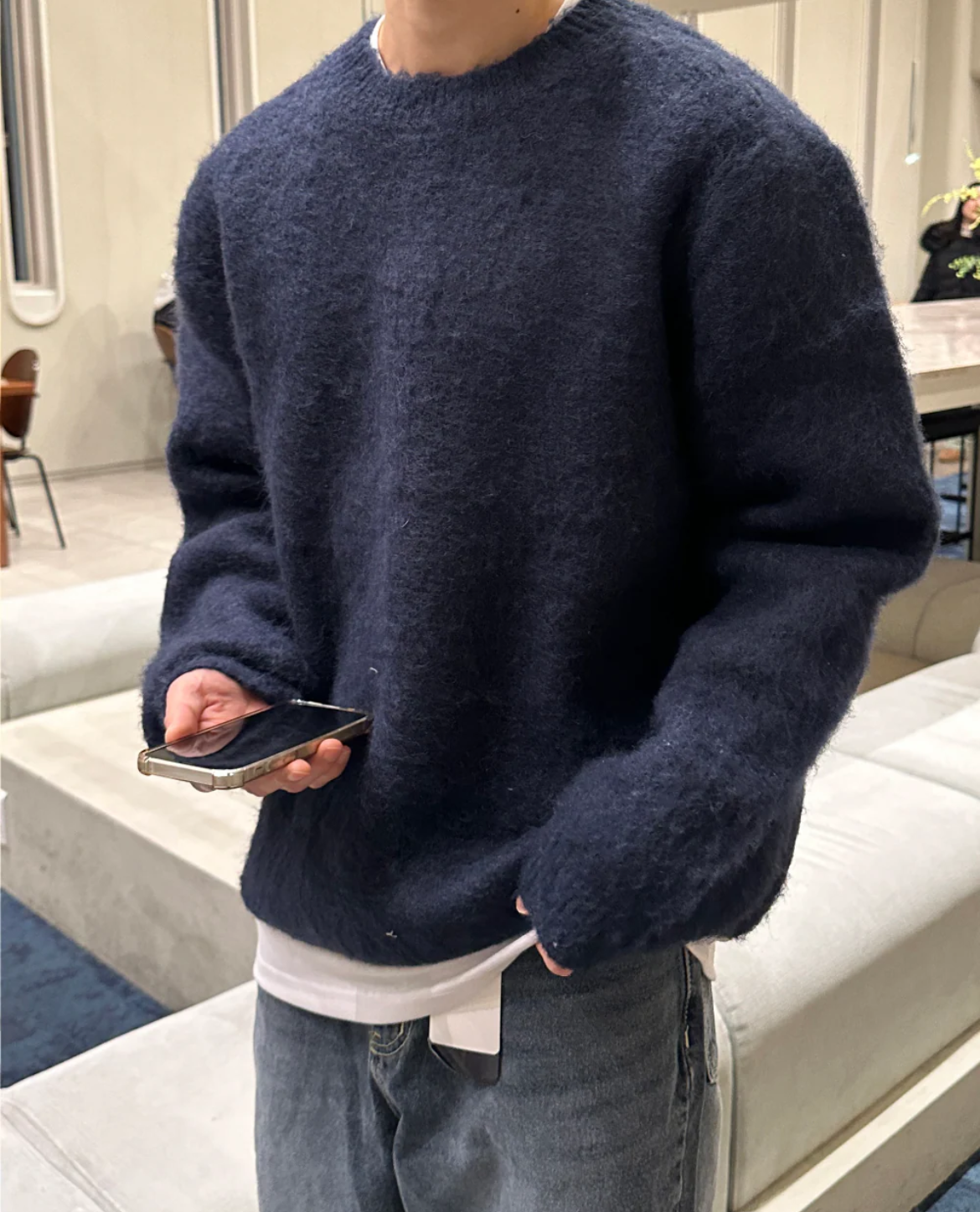 Maglione uomo in misto lana spazzolato
