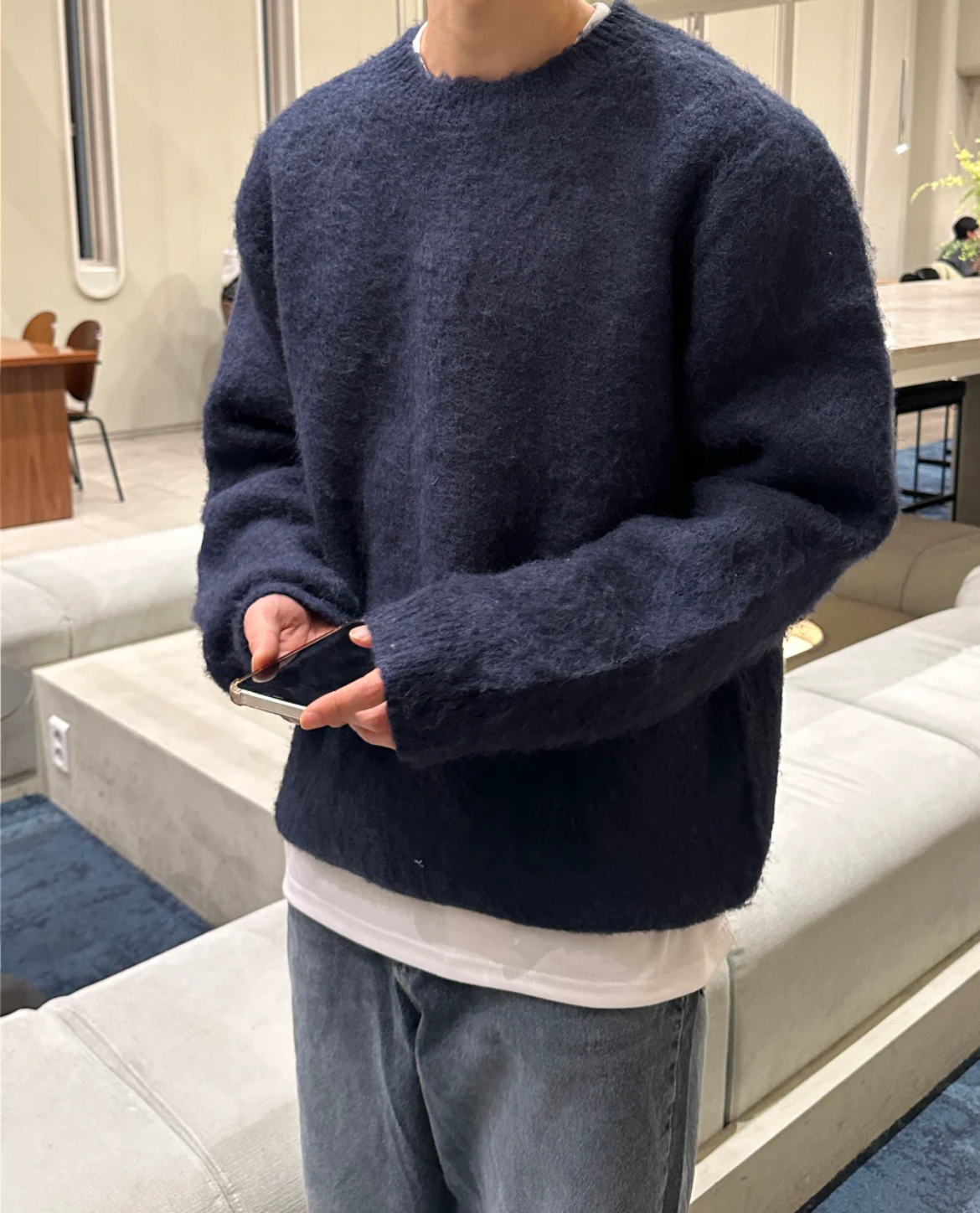 Maglione uomo in misto lana spazzolato