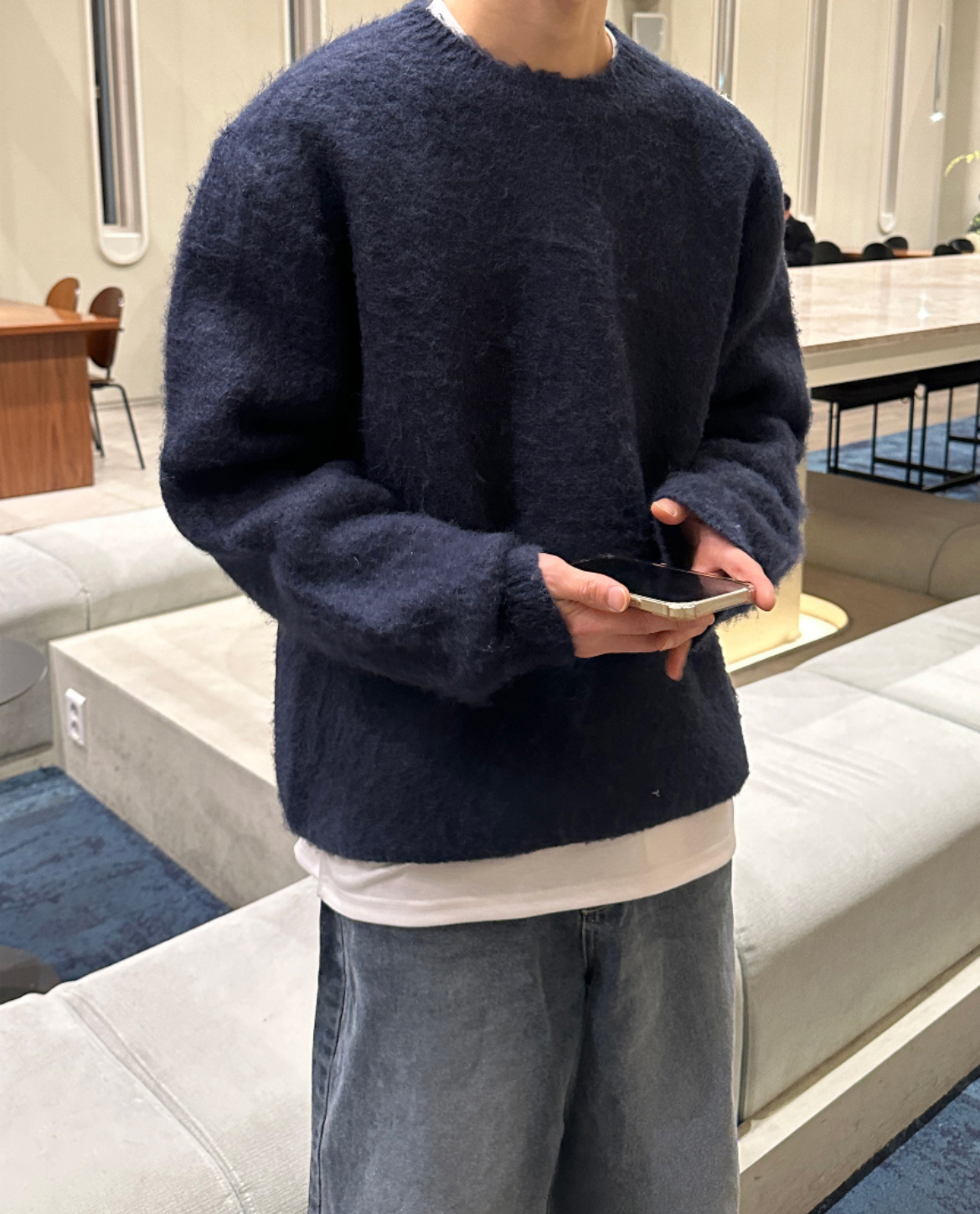 Maglione uomo in misto lana spazzolato