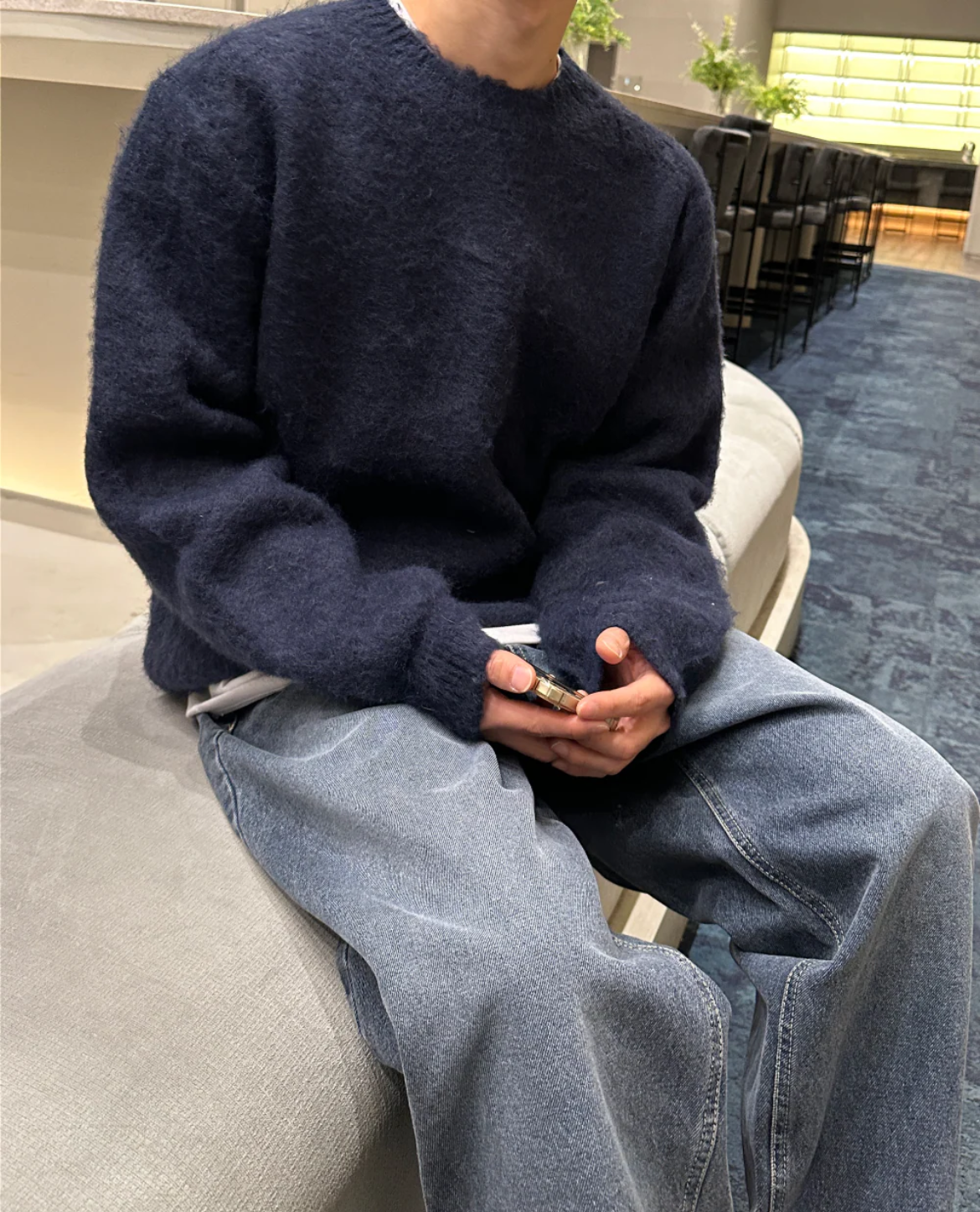 Maglione uomo in misto lana spazzolato