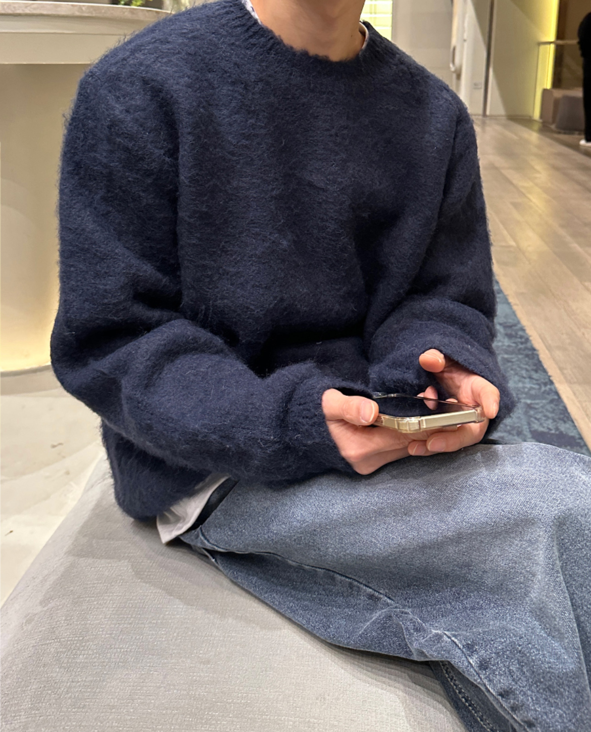 Maglione uomo in misto lana spazzolato