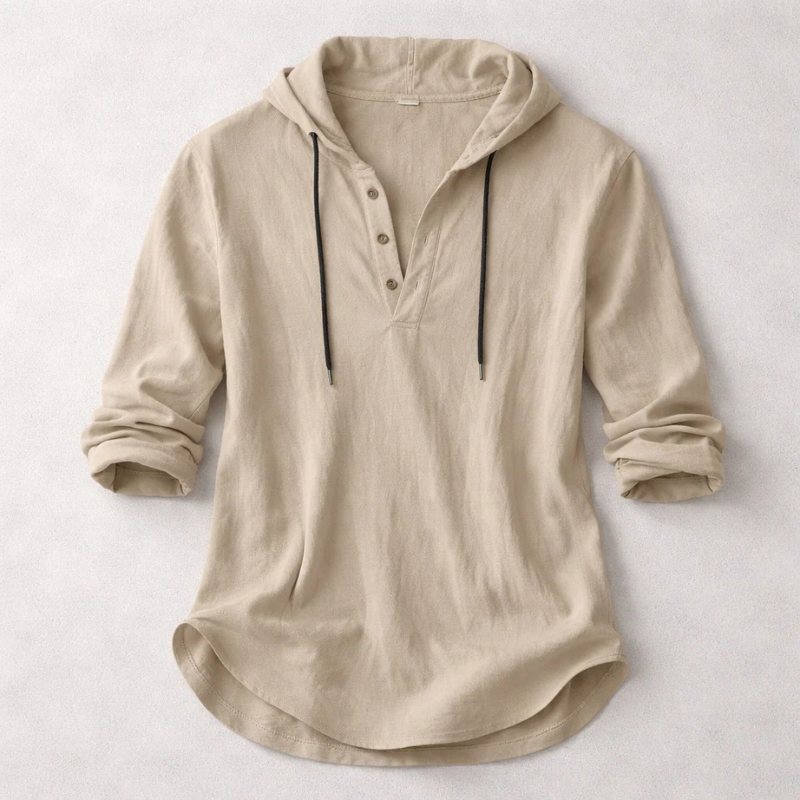 FEDERICO™ | Felpa con cappuccio in lino stile Henley