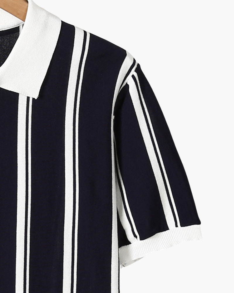 FEDERICO™ | POLO A RIGHE IN MAGLIA CON ZIP A MEZZA