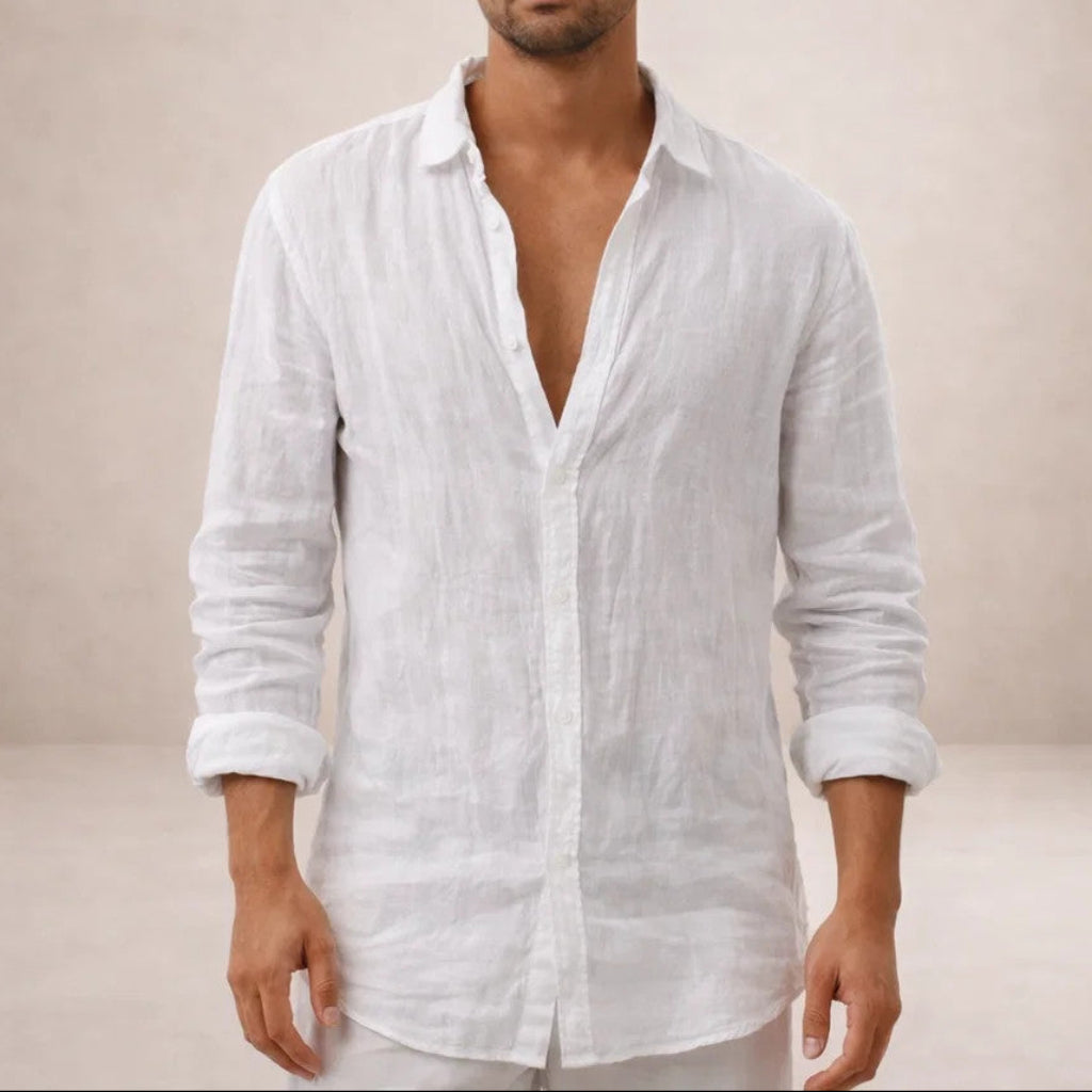 FEDERICO™ | Camicia in lino a collo aperto