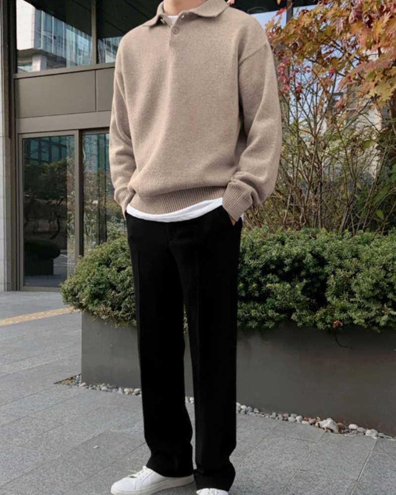 FEDERICO™ | Mezza zip in lana con bottoni