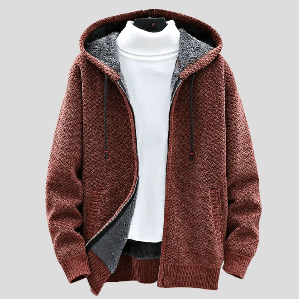 FEDERICO™ | Felpa uomo con cappuccio foderata in pile – esterno in maglia