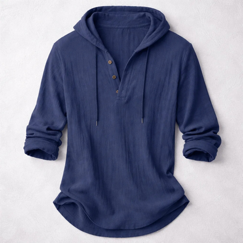 FEDERICO™ | Felpa con cappuccio in lino stile Henley