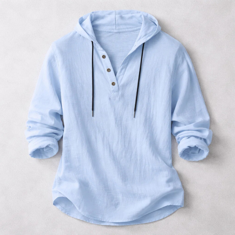 FEDERICO™ | Felpa con cappuccio in lino stile Henley