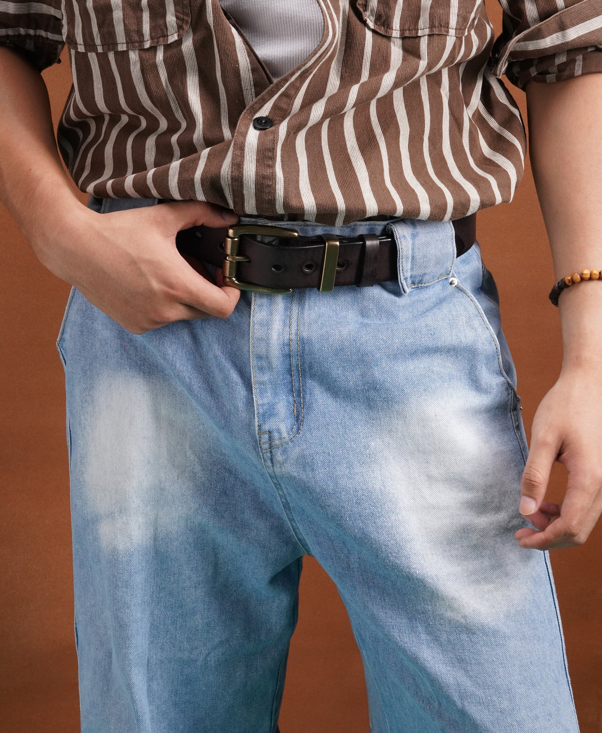 FEDERICO™ | Cintura uomo in pelle vintage – fibbia in ottone anticato