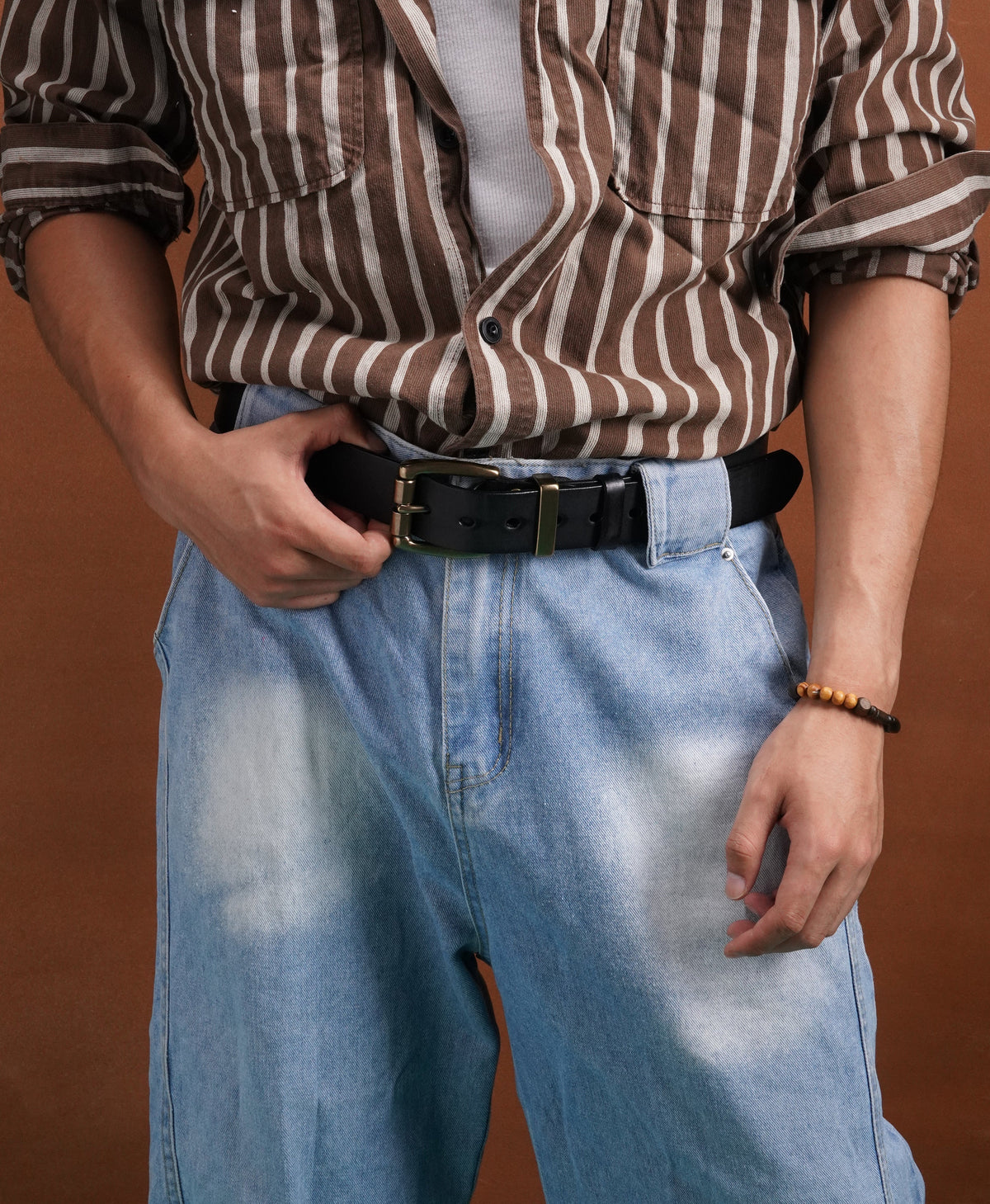 FEDERICO™ | Cintura uomo in pelle vintage – fibbia in ottone anticato