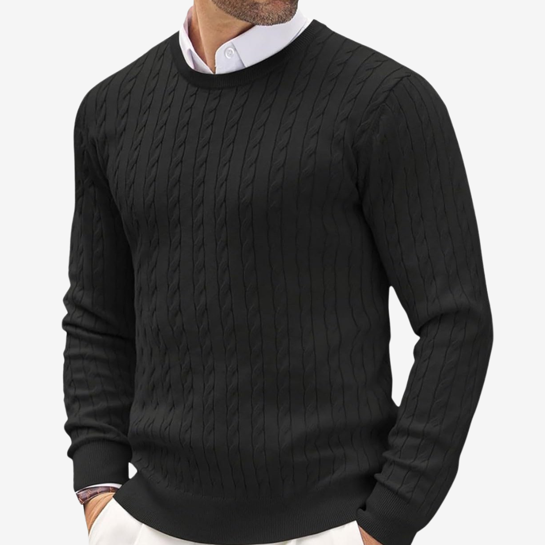 FEDERICO™ | Maglione uomo a trecce girocollo – polsini a coste