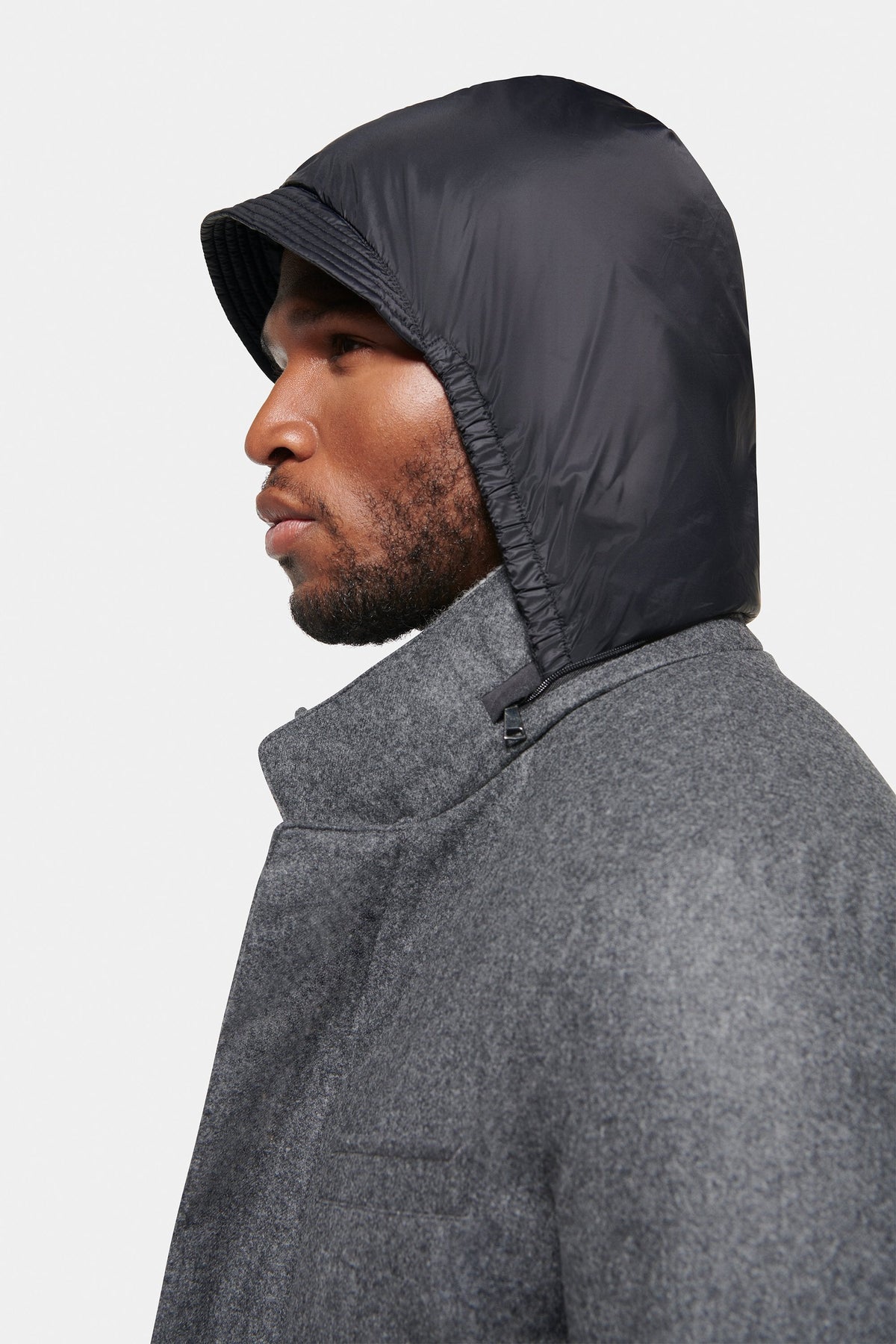 FEDERICO™ | Cappotto slim elasticizzato con cappuccio, color antracite