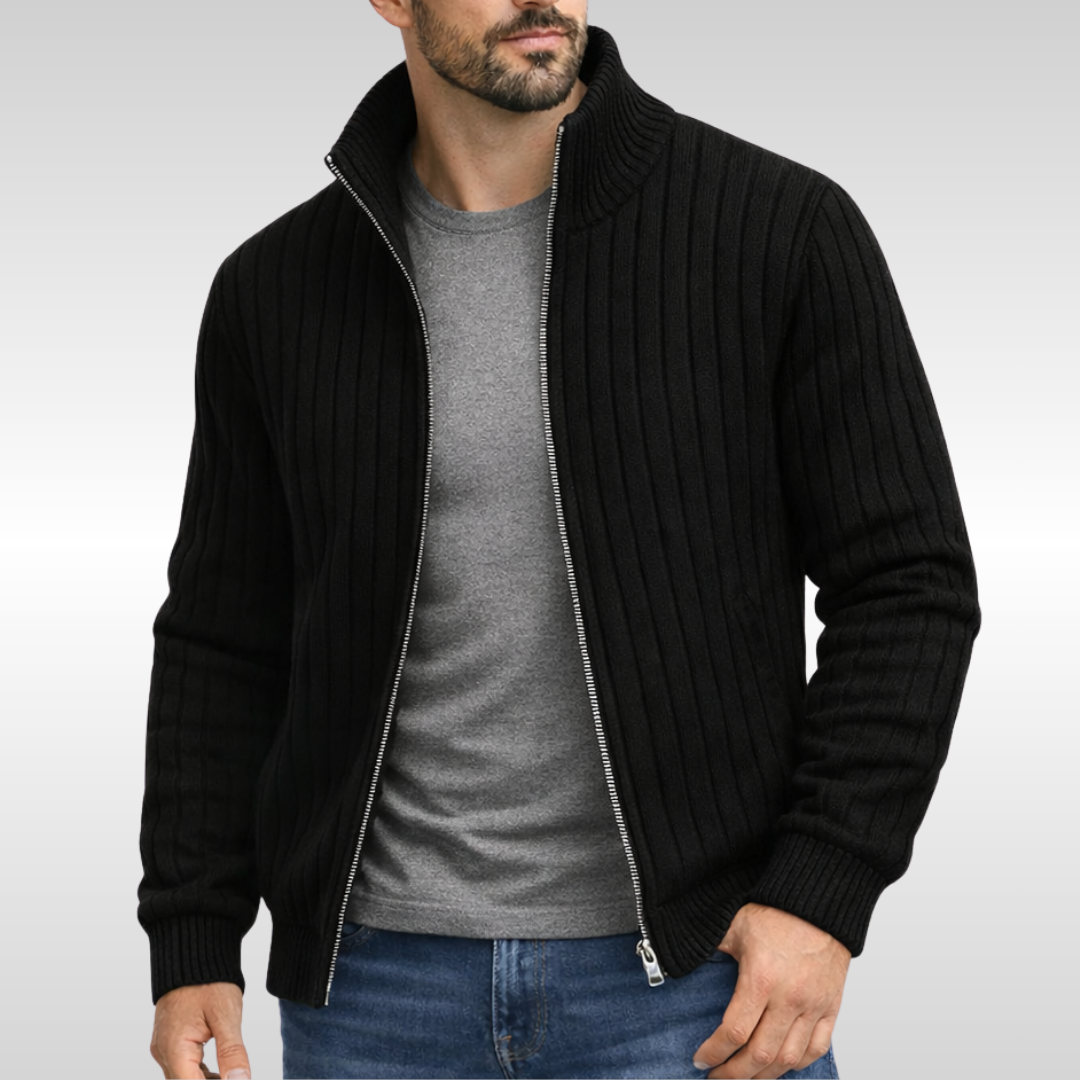 FEDERICO™ | Cardigan in maglia a coste con cerniera