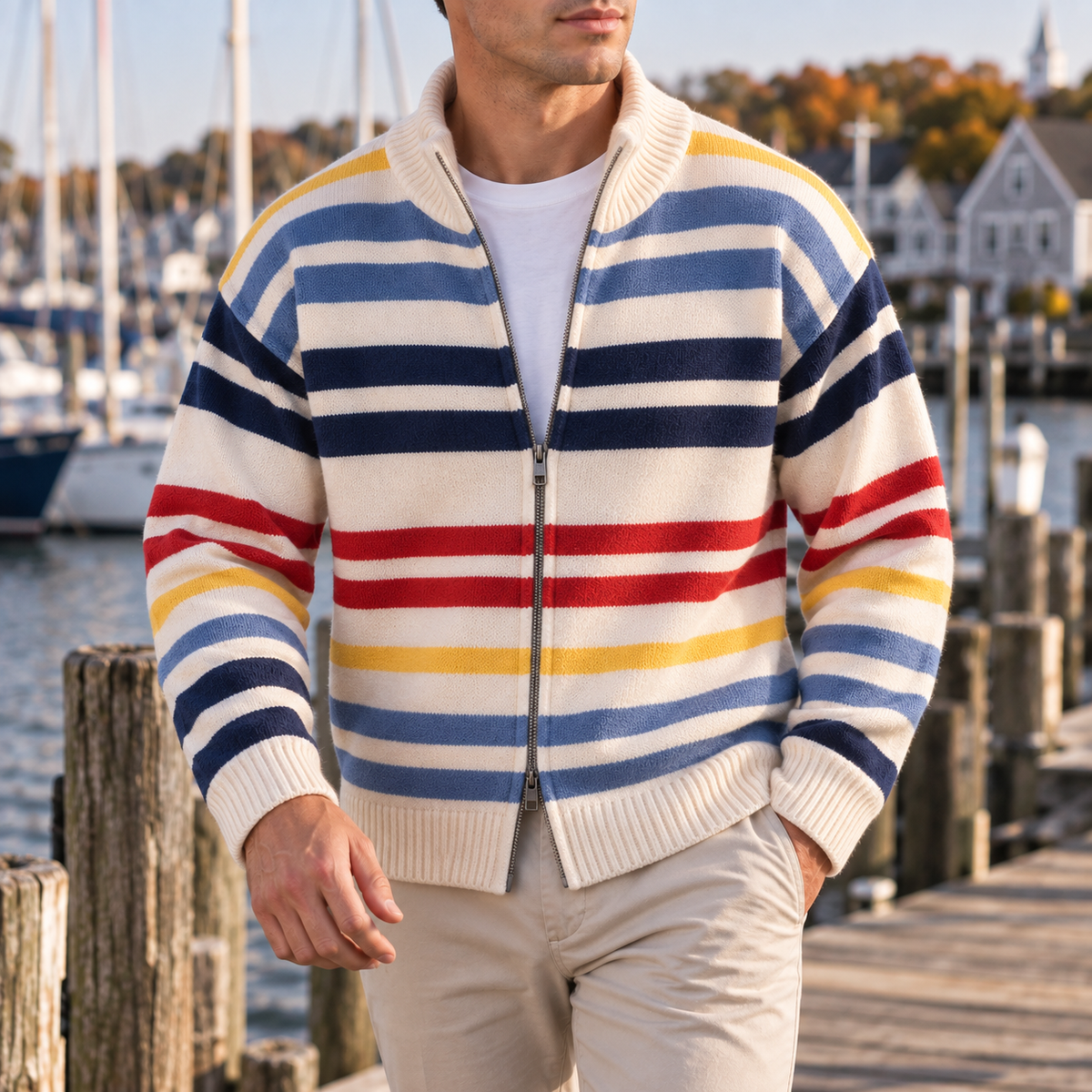 FEDERICO™ | Cardigan a righe con cerniera Emmett