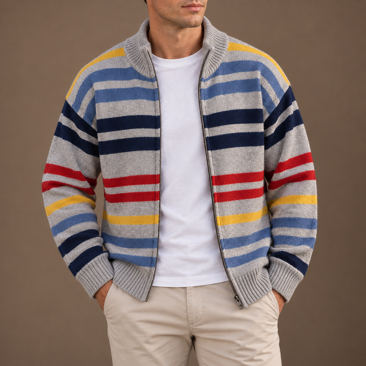 FEDERICO™ | Cardigan a righe con cerniera Emmett