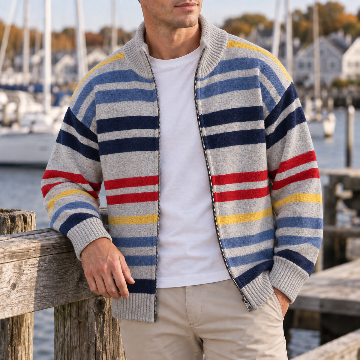 FEDERICO™ | Cardigan a righe con cerniera Emmett