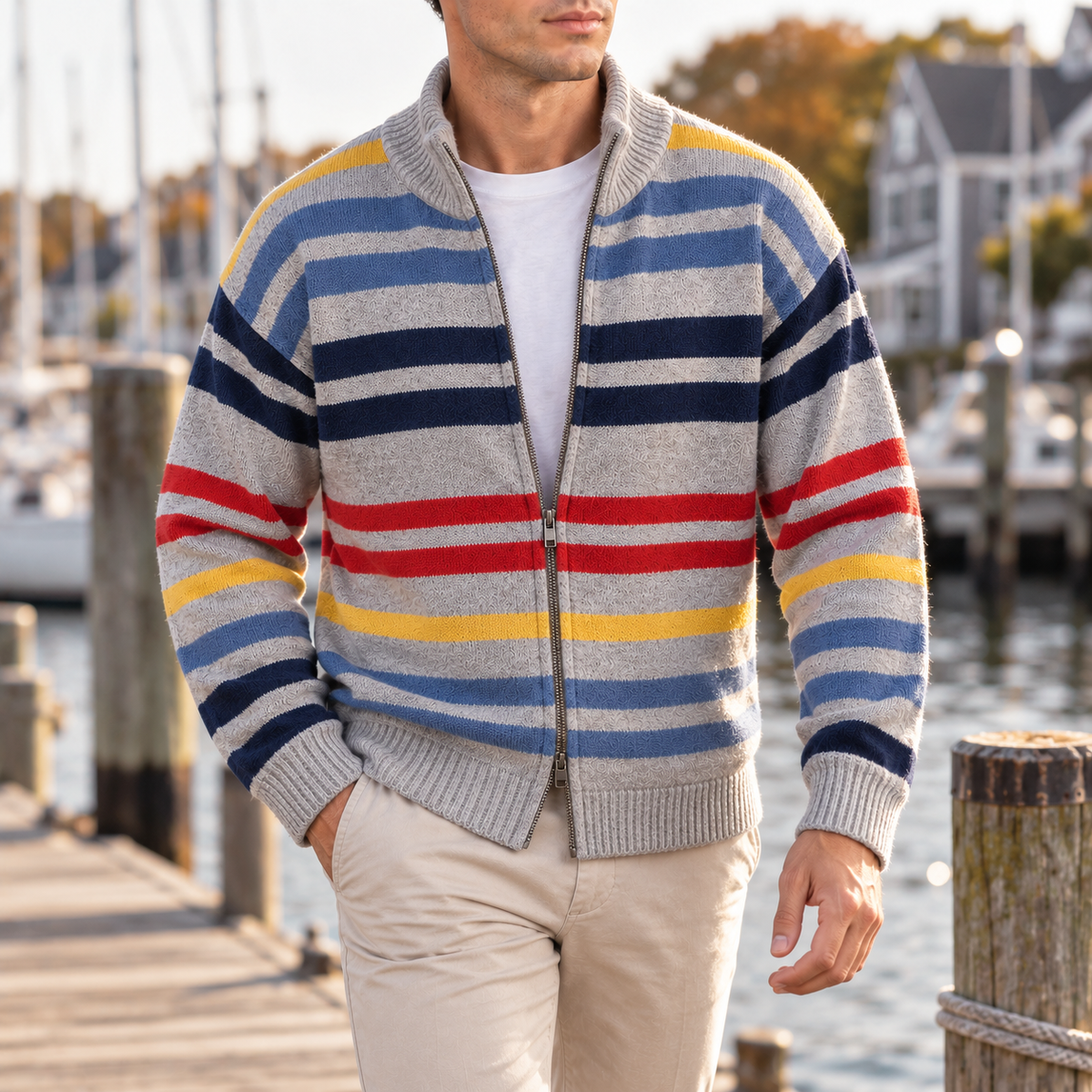 FEDERICO™ | Cardigan a righe con cerniera Emmett