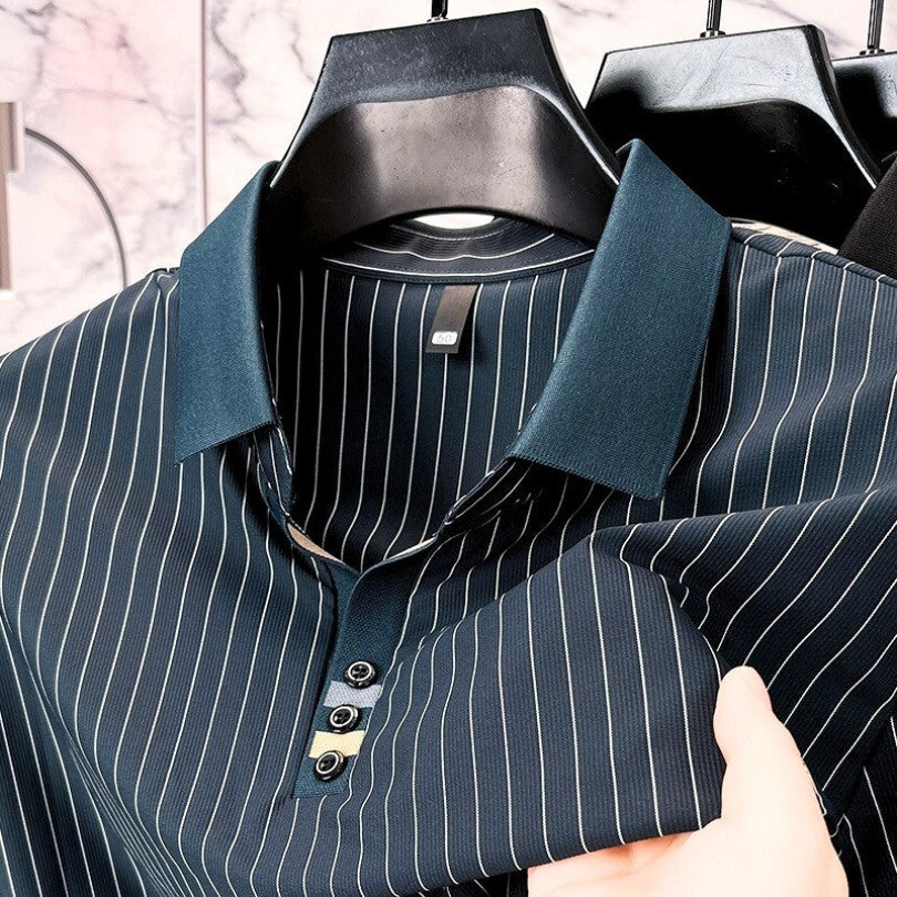FEDERICO™ | Polo a righe sottili con polsini a contrasto
