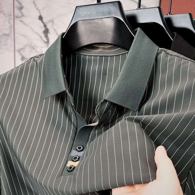 FEDERICO™ | Polo a righe sottili con polsini a contrasto