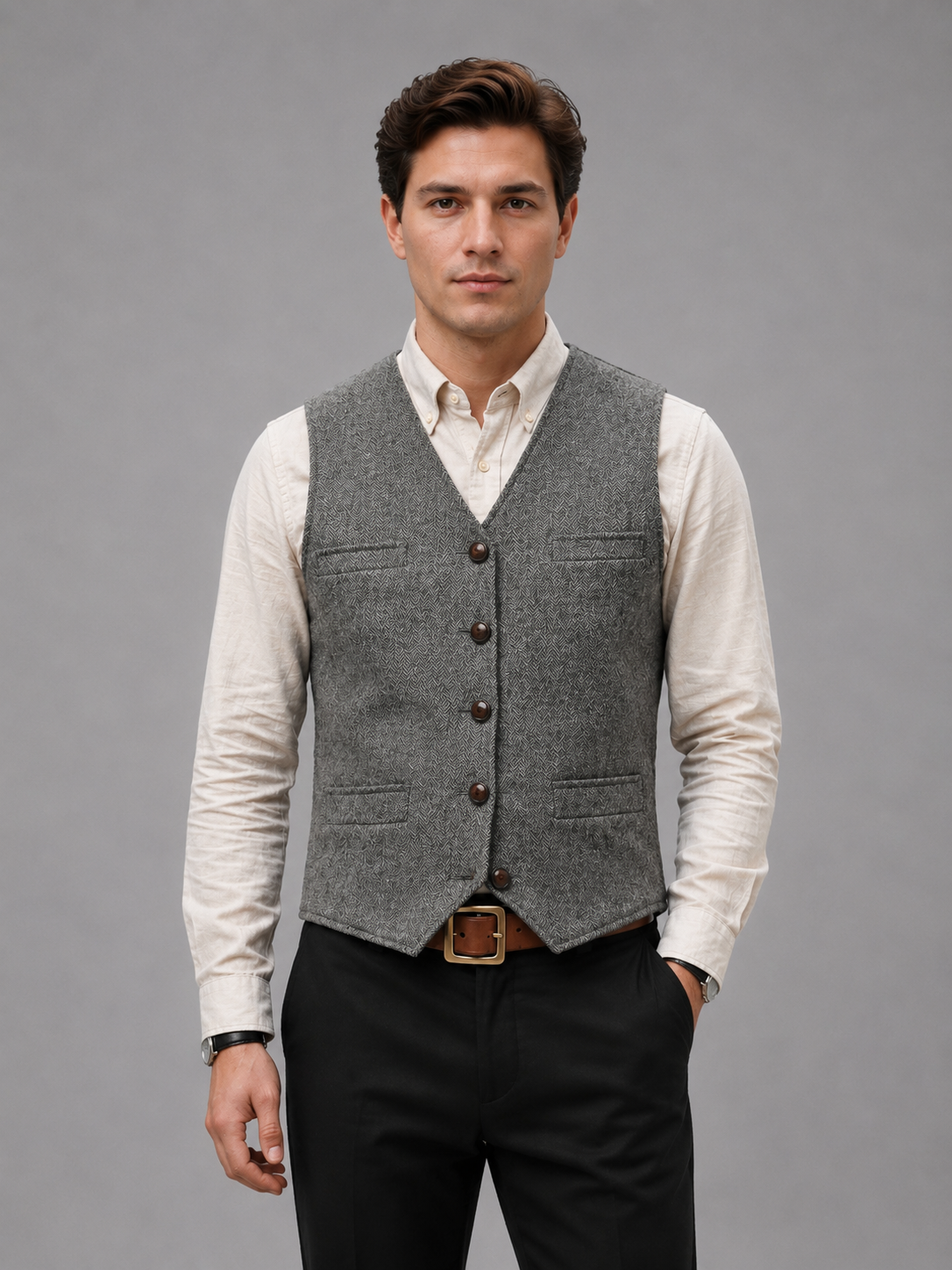 FEDERICO™ | Gilet uomo elegante in tweed – taglio sartoriale aderente