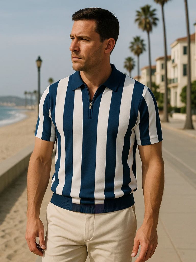 FEDERICO™ | Polo a righe con zip