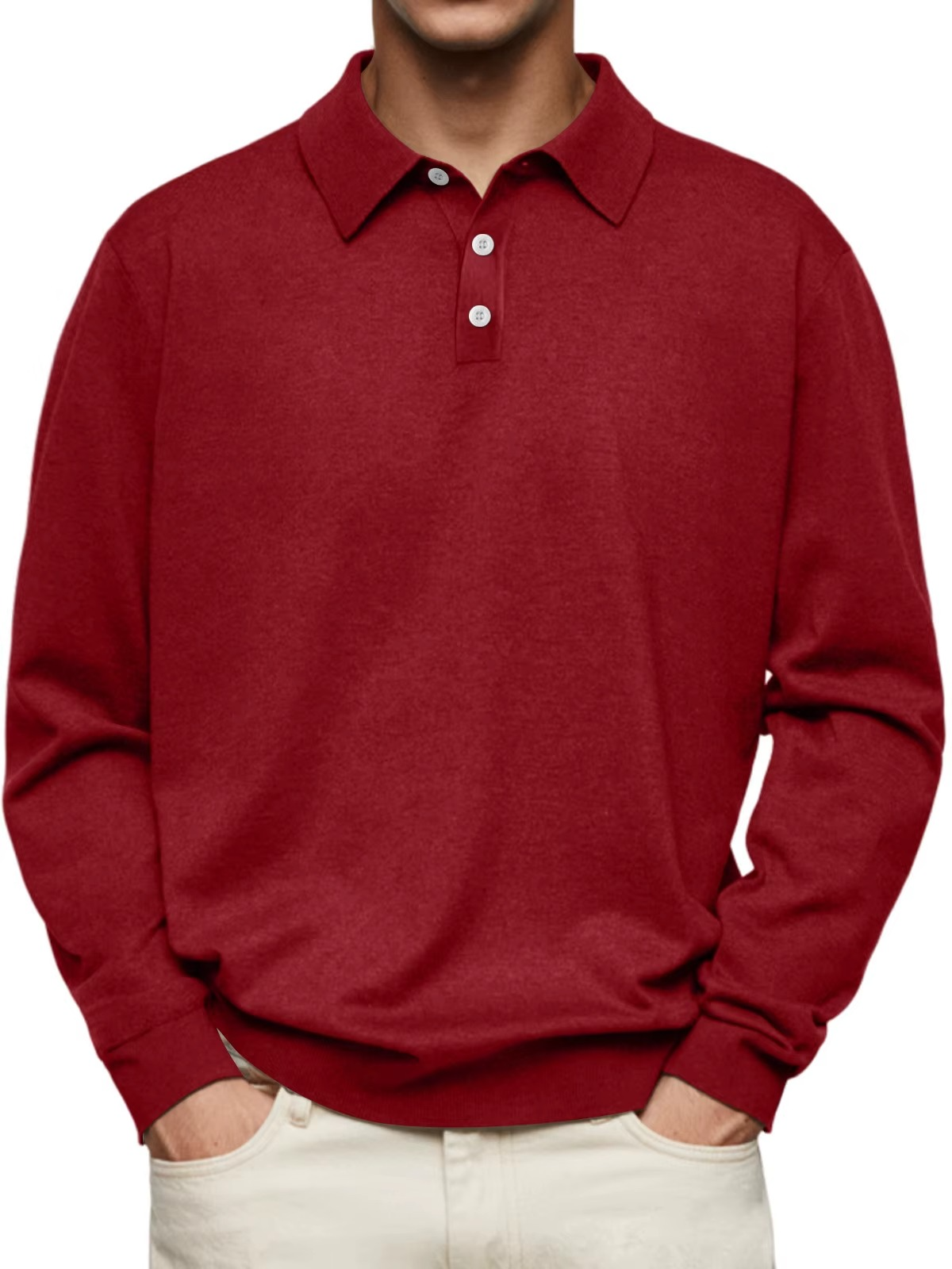 FEDERICO™ | Polo a maniche lunghe con colletto a contrasto