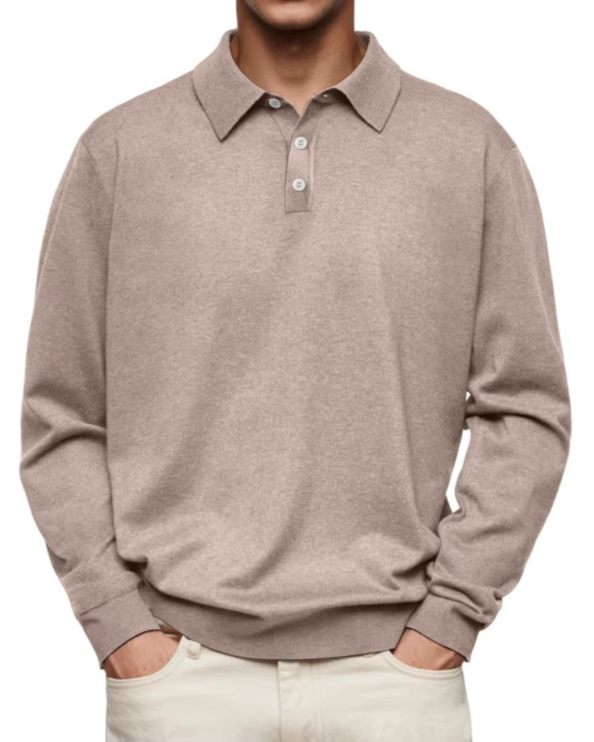 FEDERICO™ | Polo a maniche lunghe con colletto a contrasto