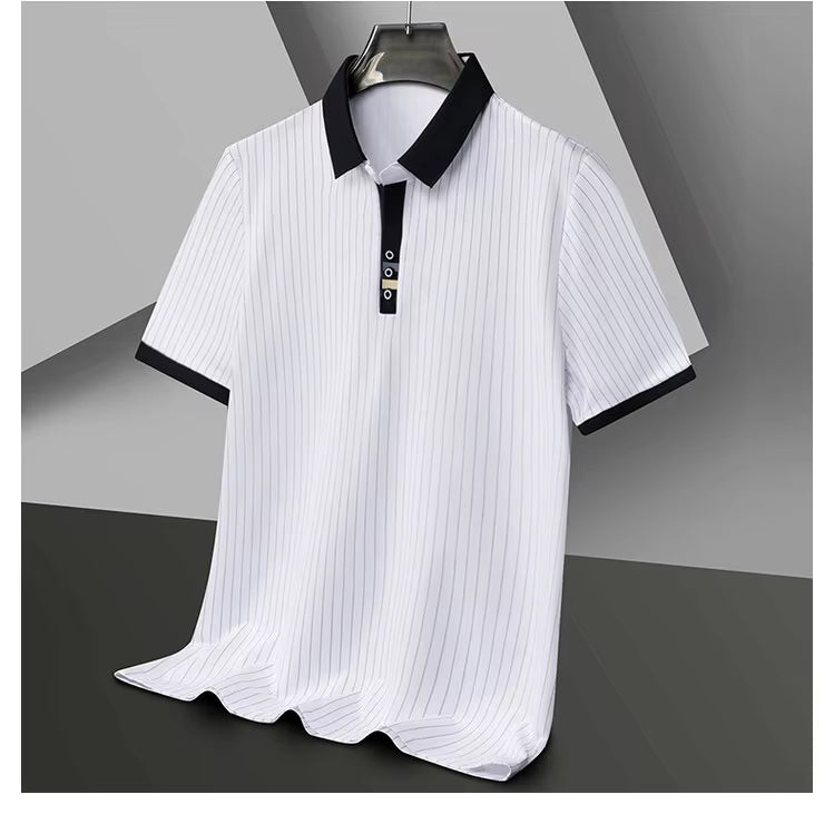 FEDERICO™ | Polo a righe sottili con polsini a contrasto
