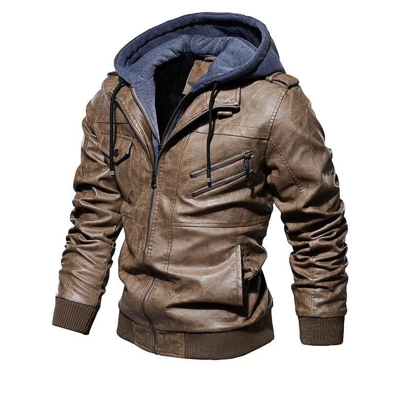 FEDERICO™ | Giacca in pelle con cappuccio