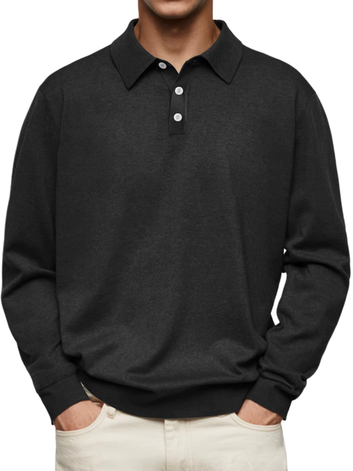 FEDERICO™ | Polo a maniche lunghe con colletto a contrasto