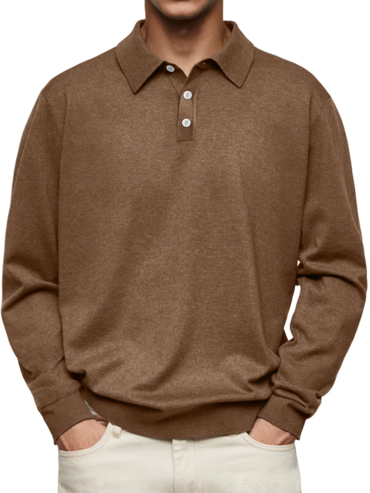 FEDERICO™ | Polo a maniche lunghe con colletto a contrasto