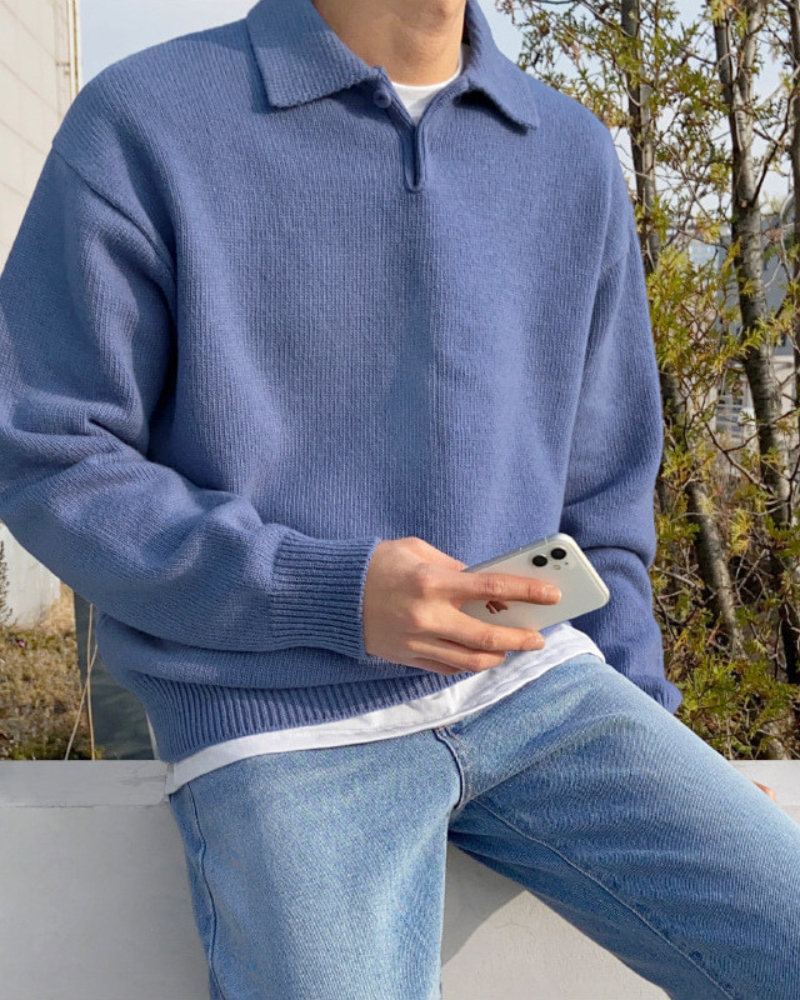 FEDERICO™ | Mezza zip in lana con bottoni
