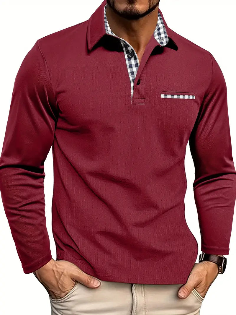 FEDERICO™ | Polo a maniche lunghe con rifinitura Check-Trim