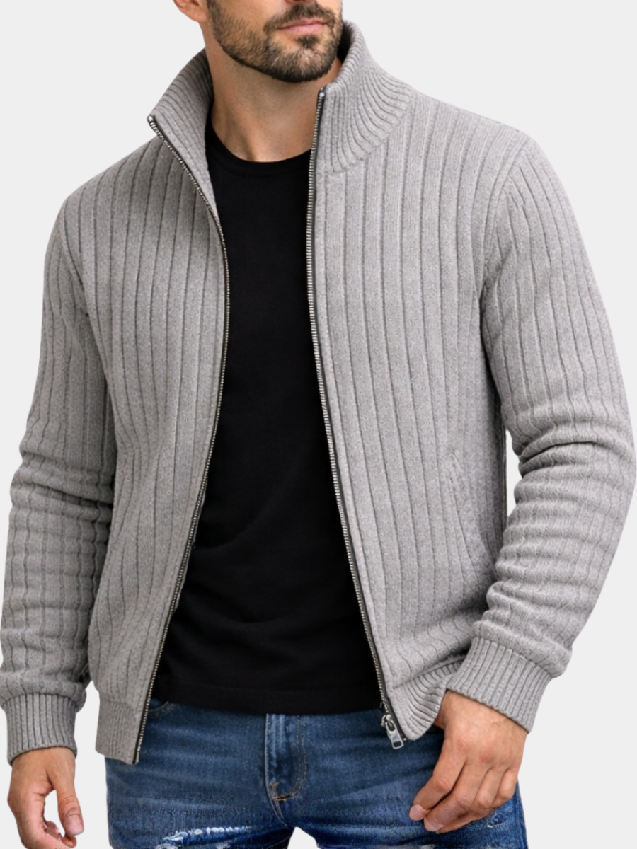 FEDERICO™ | Cardigan in maglia a coste con cerniera
