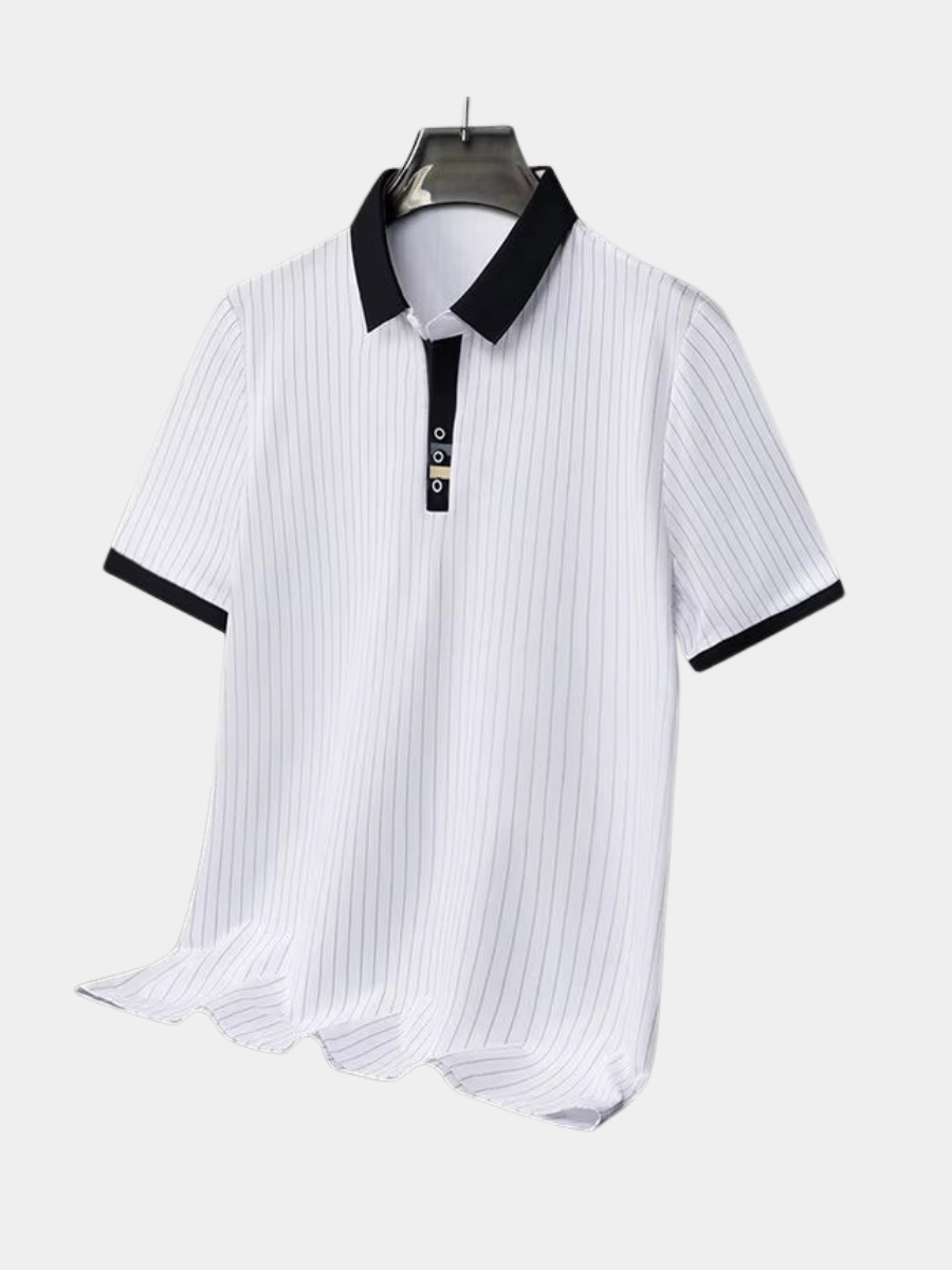 FEDERICO™ | Polo a righe sottili con polsini a contrasto