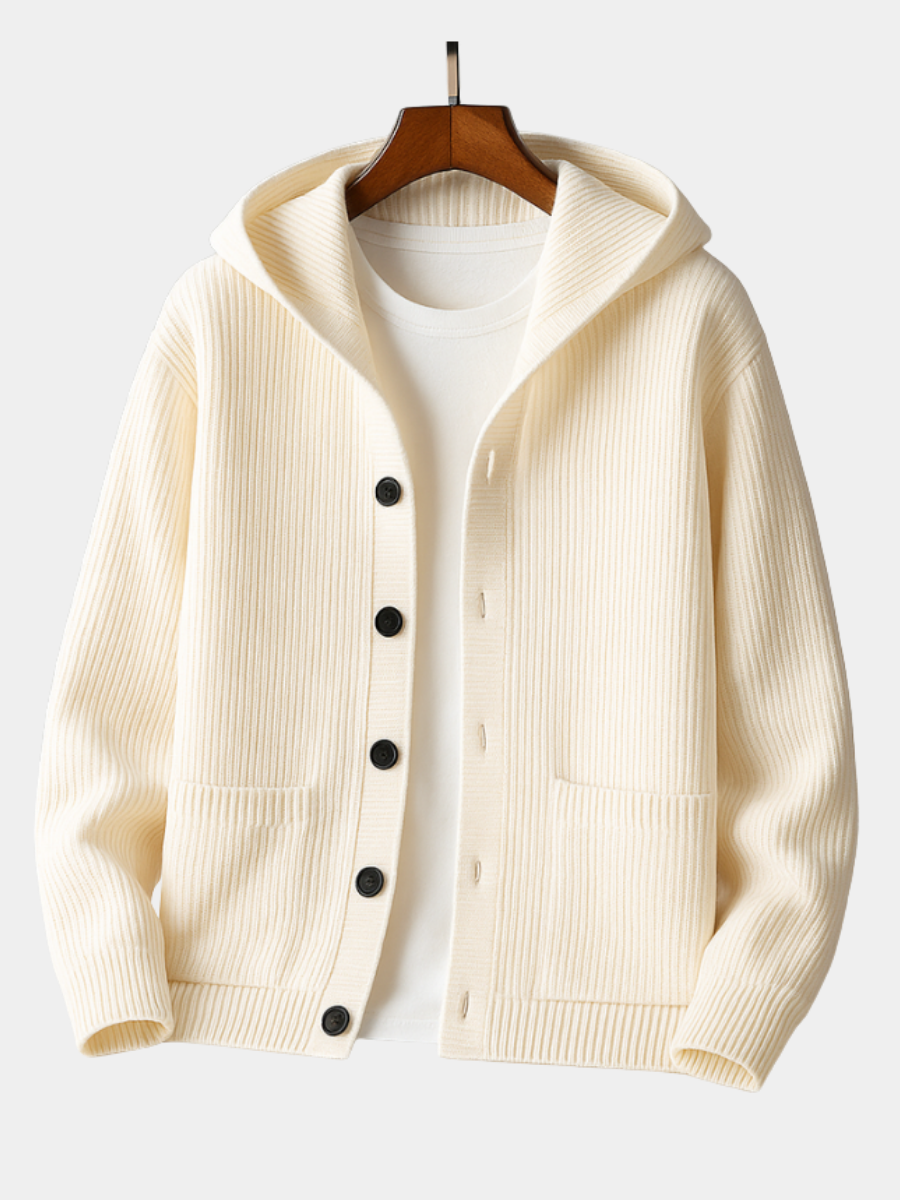 FEDERICO™ | Cardigan con cappuccio in lana mista