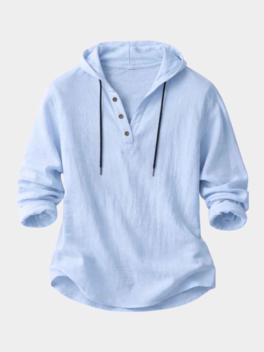 FEDERICO™ | Felpa con cappuccio in lino stile Henley