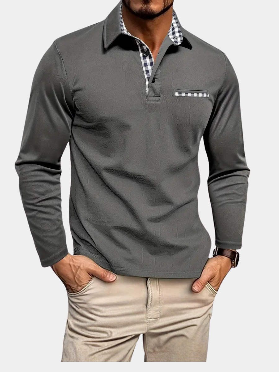 FEDERICO™ | Polo a maniche lunghe con rifinitura Check-Trim