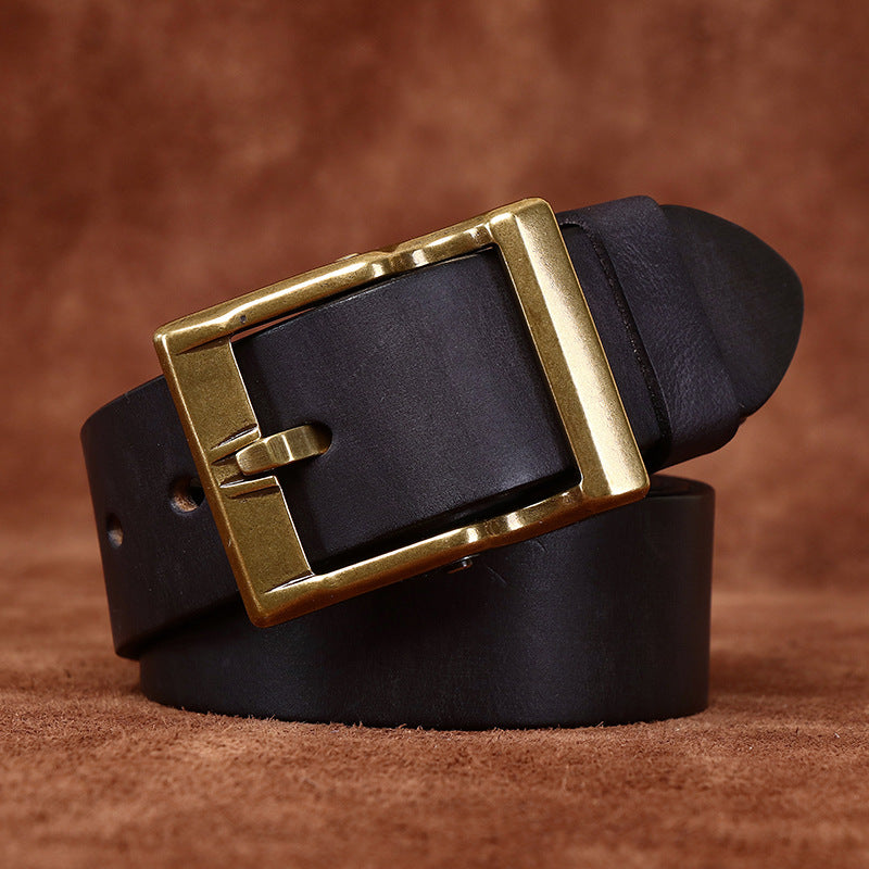 FEDERICO™ | Cintura uomo in pelle vintage – fibbia in ottone anticato