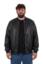 FEDERICO™ | Giacca bomber Cobain da uomo in similpelle nera, disponibile in taglie forti