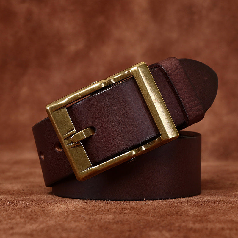 FEDERICO™ | Cintura uomo in pelle vintage – fibbia in ottone anticato
