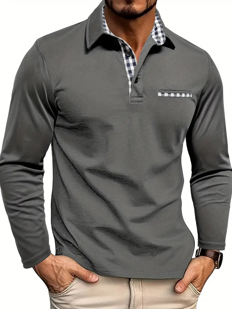 FEDERICO™ | Polo a maniche lunghe con rifinitura Check-Trim