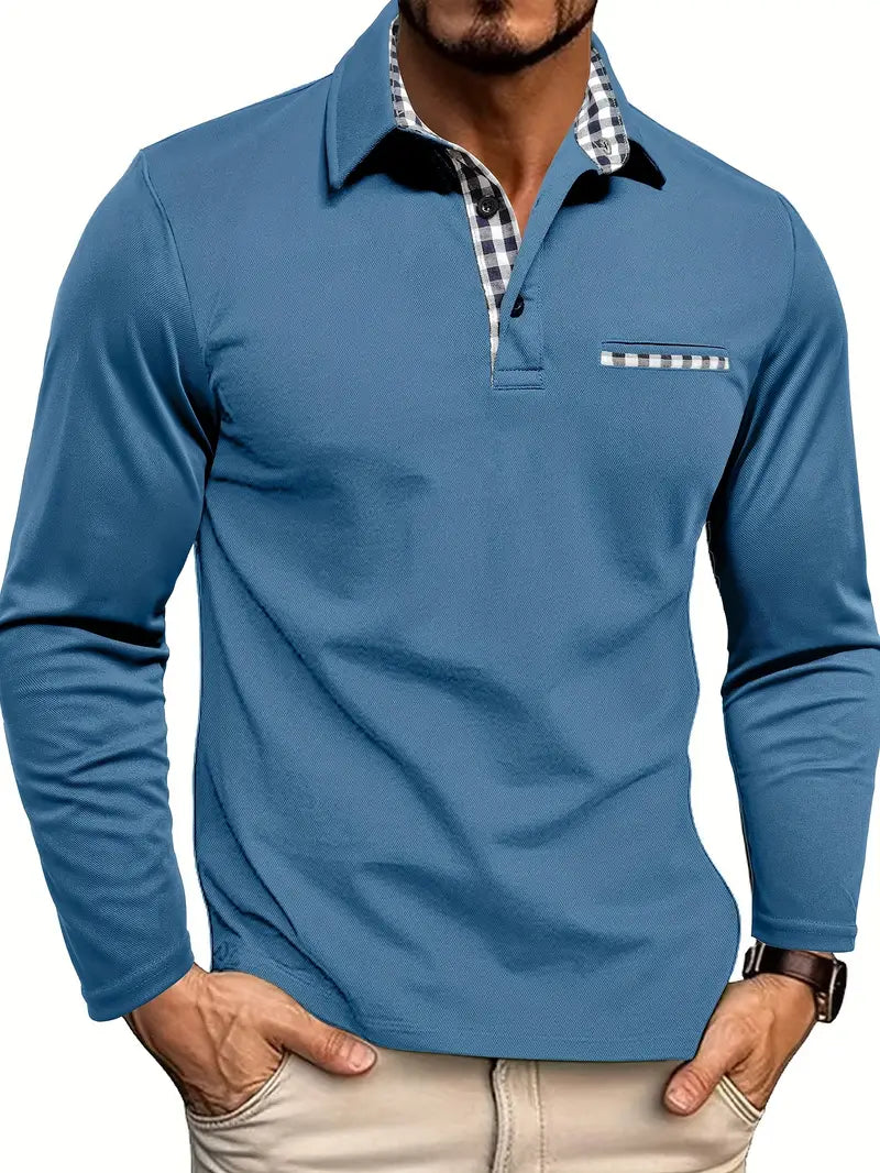 FEDERICO™ | Polo a maniche lunghe con rifinitura Check-Trim